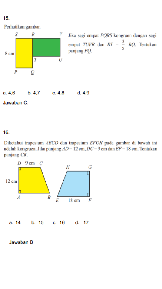 Soal dan Jawaban Soal PAS Matematika Kelas 9 SMP/MTs Semester 1  (Ganjil)