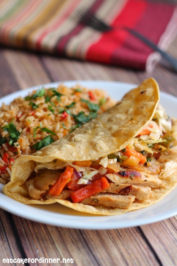 Eat Cake For Dinner: Cilantro Lime Chicken Fajitas with Mexican Slaw