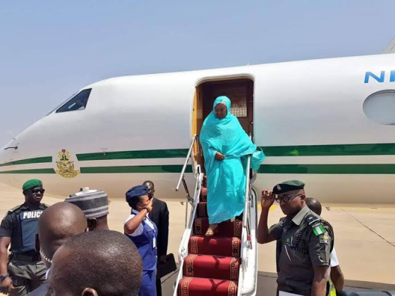 new Photos: Aisha Buhari arrives Kano on a 1-day working visit
