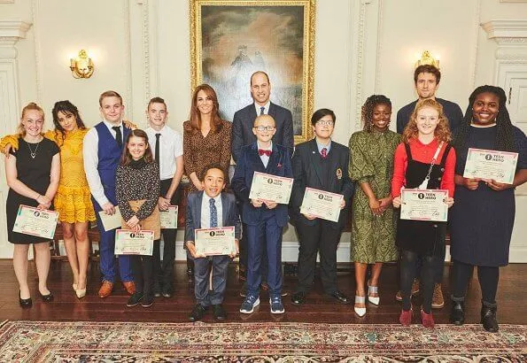 Kate Middleton wore L.K. Bennett Gabrielle coral print midi dress. Camila Cabello and Radio 1 DJs Clara Amfo and Greg James