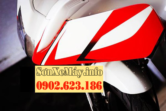 Sơn tem đấu xe Airblade 2008 màu trắng đỏ đen