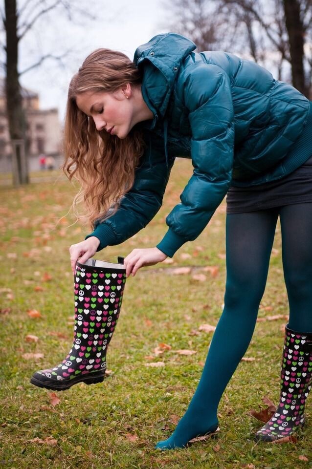 Women`s Legs and Feet in Tights Legs and Feet in Blue and Black Tights 36