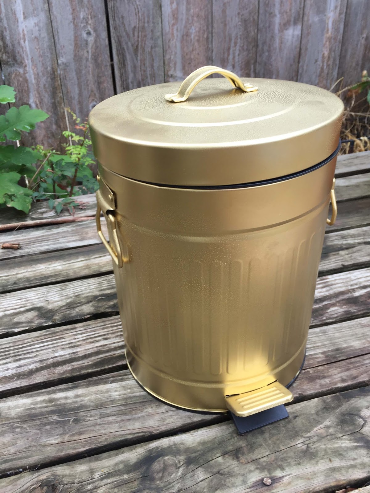 Christy Robbins Gold Trash Can