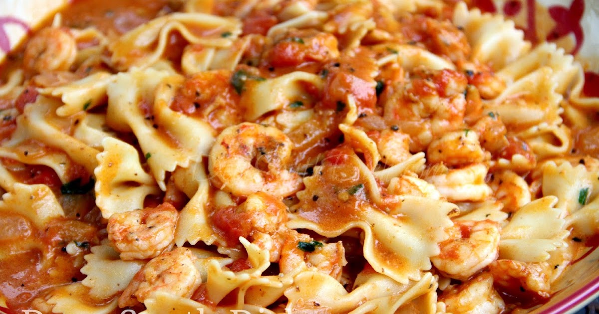 Deep South Dish Shrimp and Bowties in Fresh Tomato Basil Cream Sauce