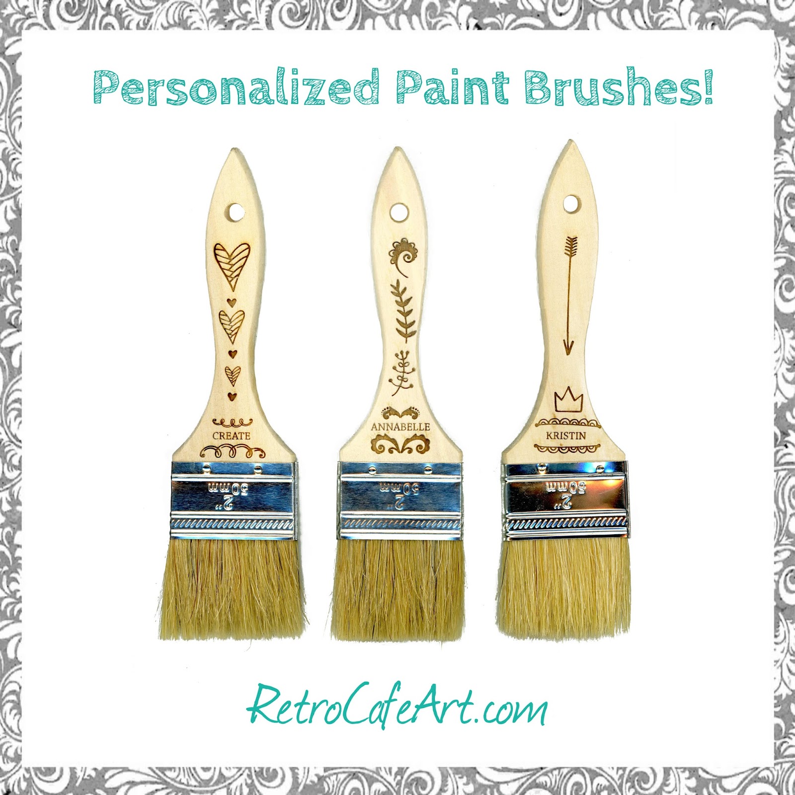 Retro Café Art Gallery New Personalized Paint Brushes + Design Team