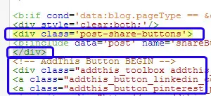 AddThis paylaşım kodunun blogger şablondaki görünümü