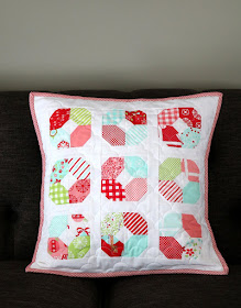 Charming Lucy mini quilt or pillow free PDF pattern from Andy of A Bright Corner--- A great idea for using those mini charm packs!