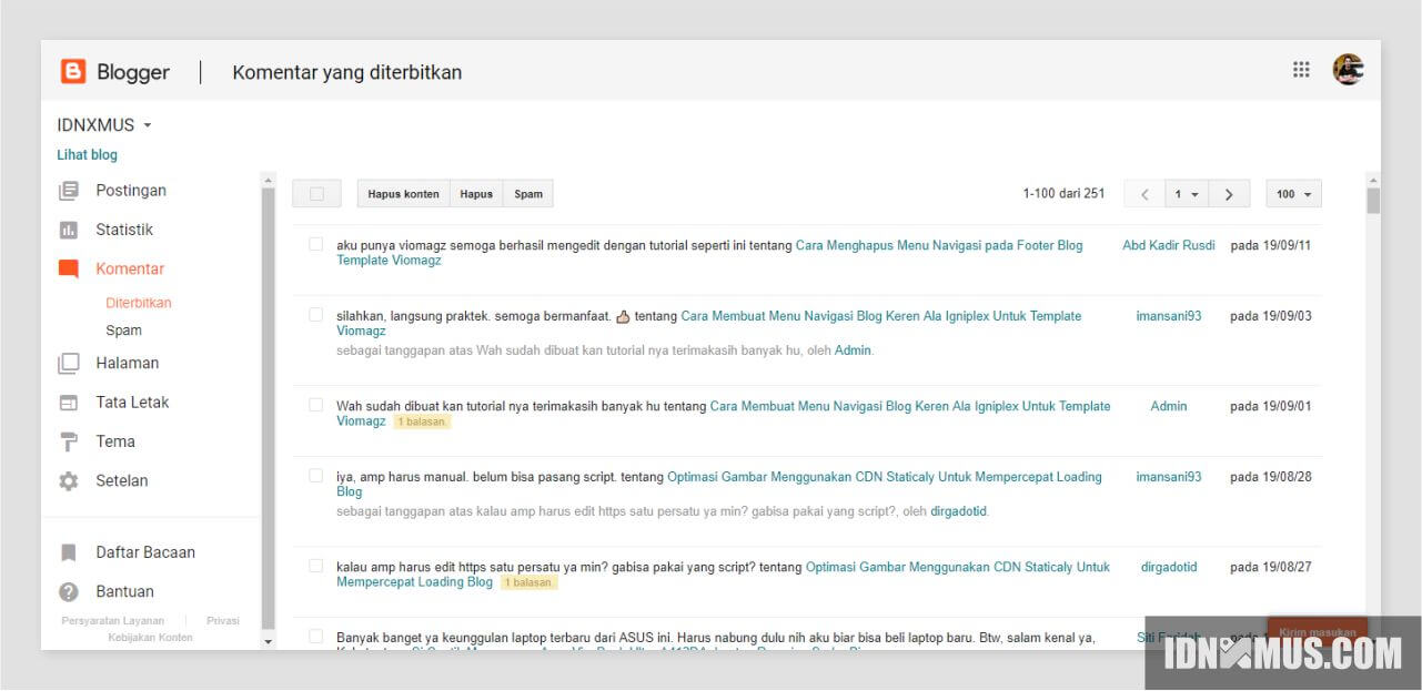 Mengenal Menu Komentar Blogger