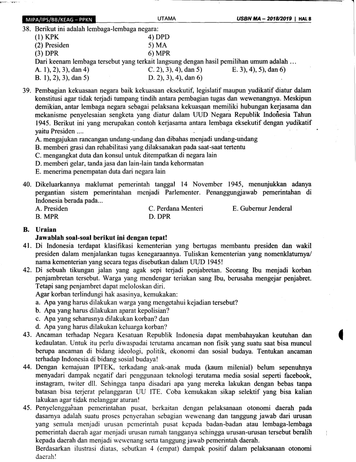 Kumpulan Soal Ujian Sekolah Berstandar Nasional (USBN