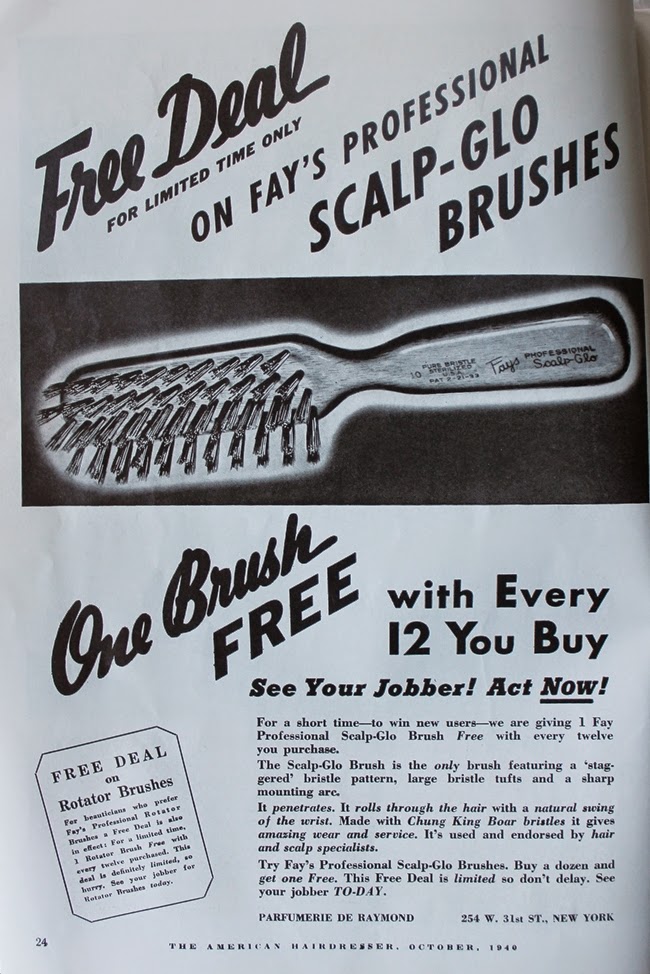 1940 american hair dresser magazine vintage hair brush ad