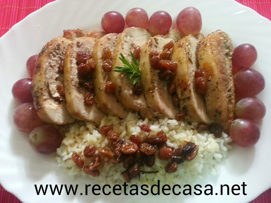 Solomillo horno con cerveza y uvas