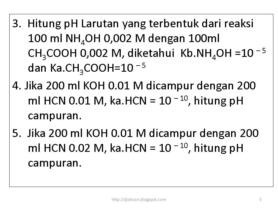 KIMIA SMOEPHY SOLO SOAL LATIHAN pH REAKSI ASAM dengan BASA