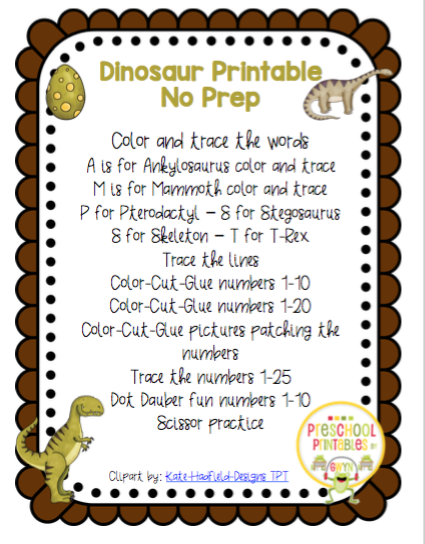 Dinosaur Preschool No Prep Worksheets Www.robertdee.org Dinosaur Preschool No Prep Worksheets Www.robertdee.org