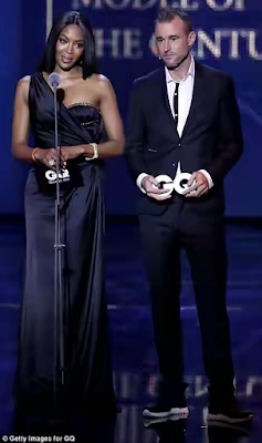 1a4 Ageless Naomi Campbell is elegant in a lovely black gown as she accepts accolade at GQ Men of The Year Award