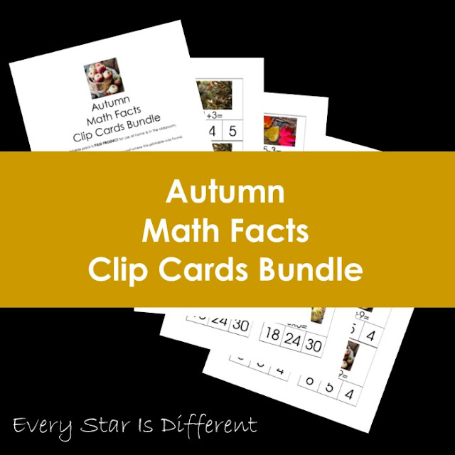 Autumn Math Facts Clip Cards Bundle