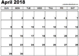 Free Printable Calendar April 2018