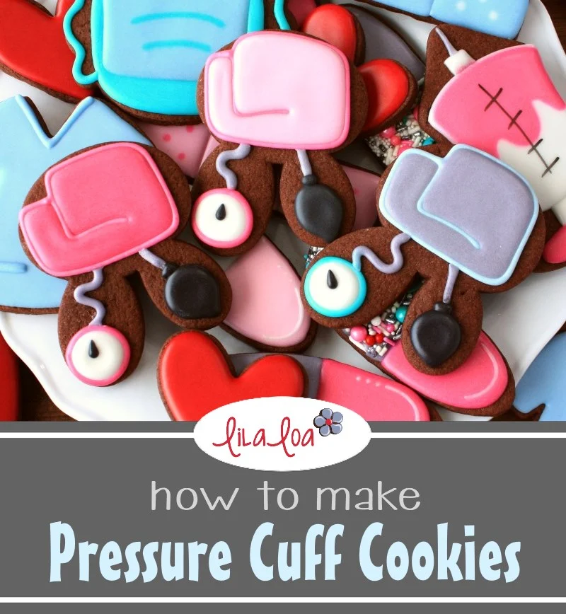 Nurse Appreciation - blood pressure cuff decorated chocolate sugar cookies