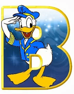 Alfabeto de personajes Disney con letras grandes B Donald.