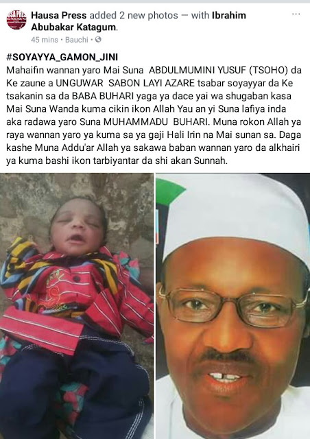  Photo: Father names his baby boy after President Buhari