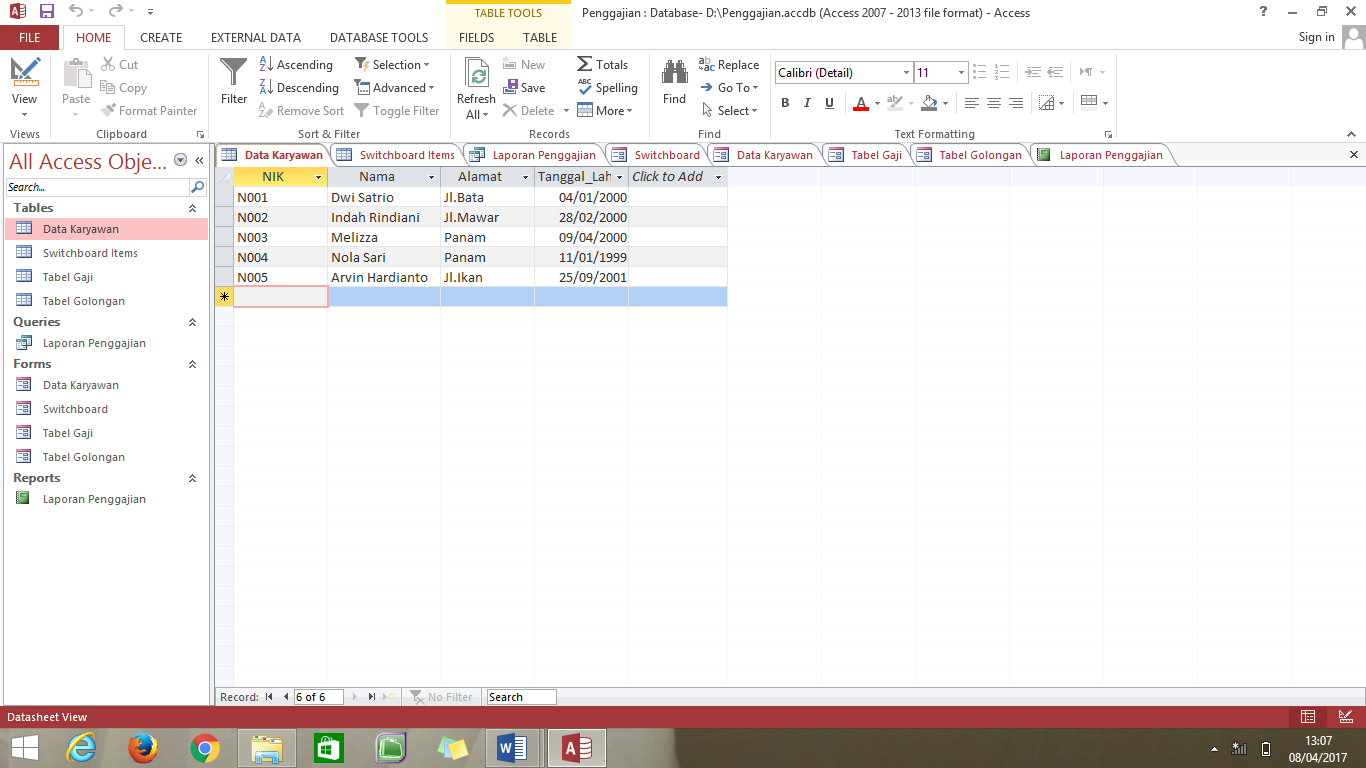 Laporan Penggajian Karyawan Dengan Microsoft Access Smk Bisa Smk Cerdas
