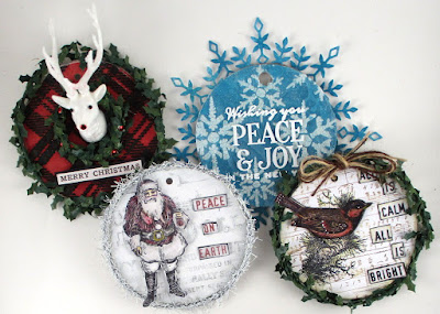 Stampers Anonymous Festive Overlay Tim Holtz Layering Stencil Plaid Snowflakes Trophy Antlers For The Funkie Junkie Boutique