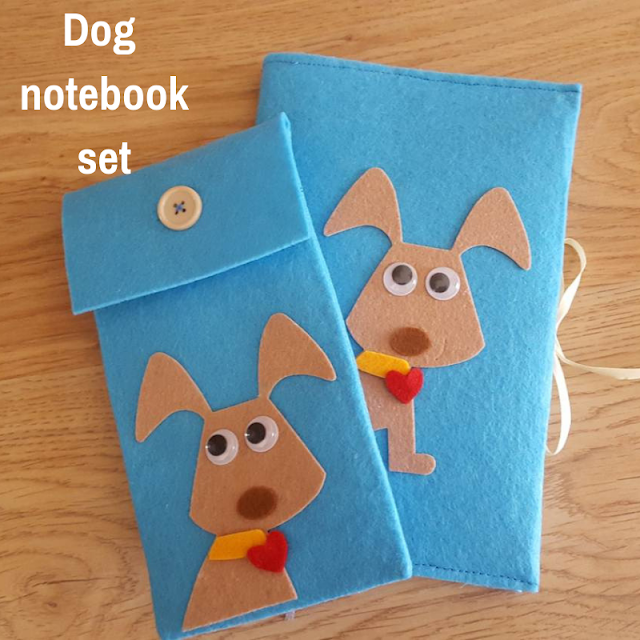 Dog notebook and pencil case set