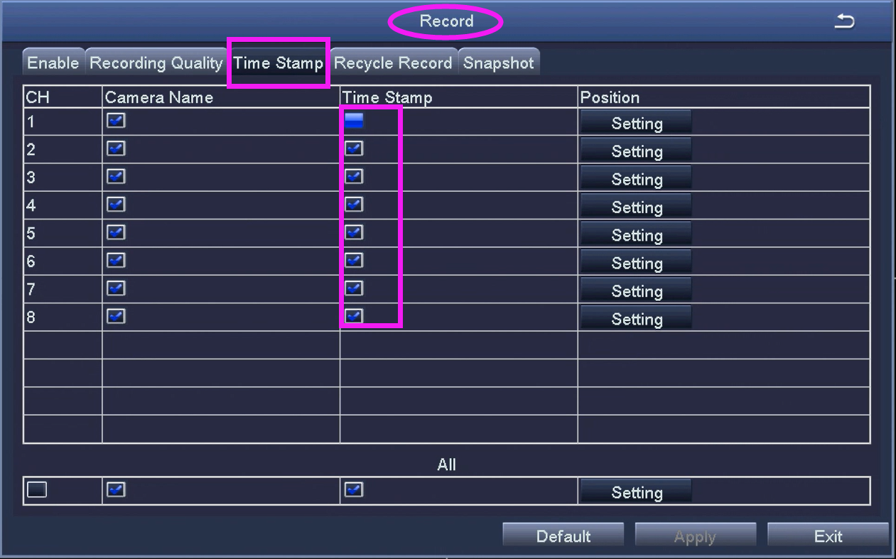 How to show the time and date on a Zosi DVR