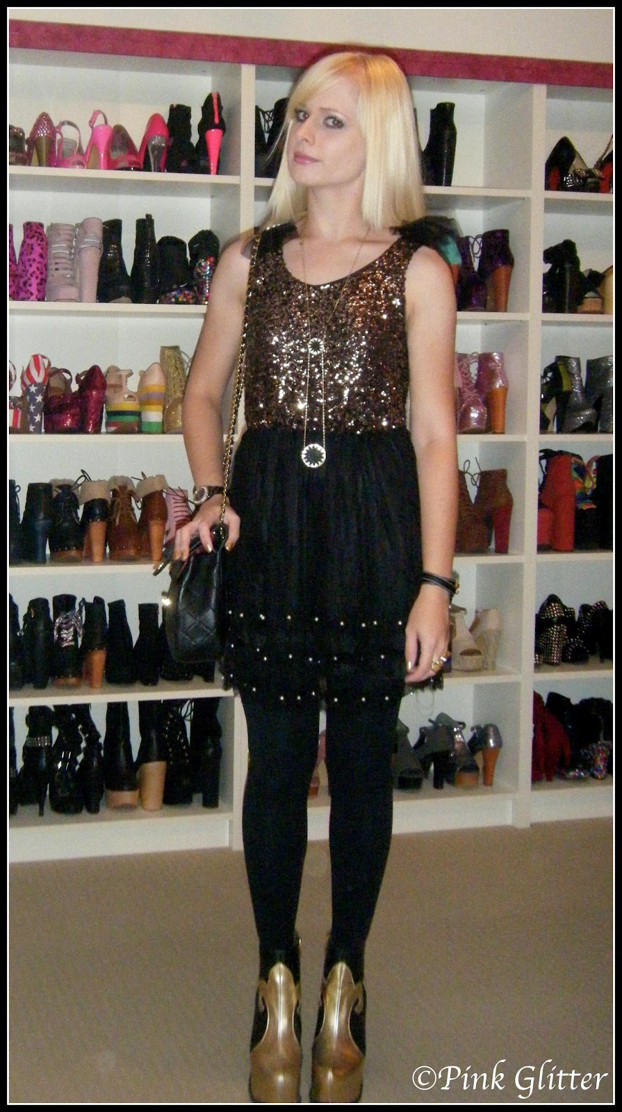 Pink Glitter: Black \u0026 Gold
