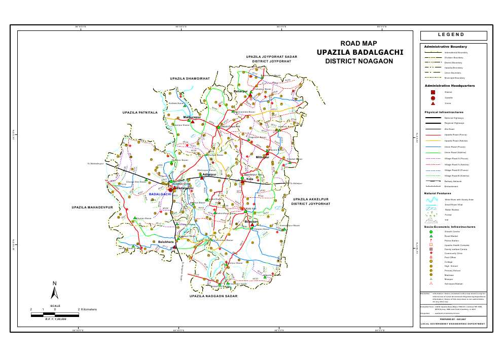 Badalgachi Upazila Road Map Naogaon District Bangladesh