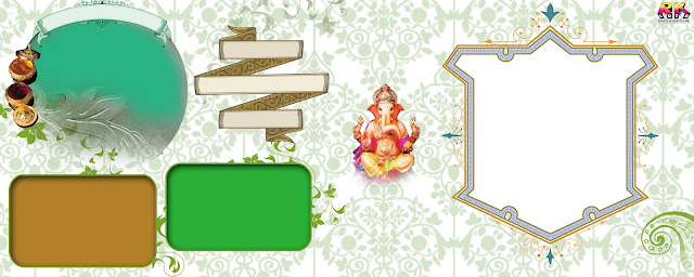 Wedding Album Design Vintage Green Color Themes with Decorative Ornaments And God Ganesha
