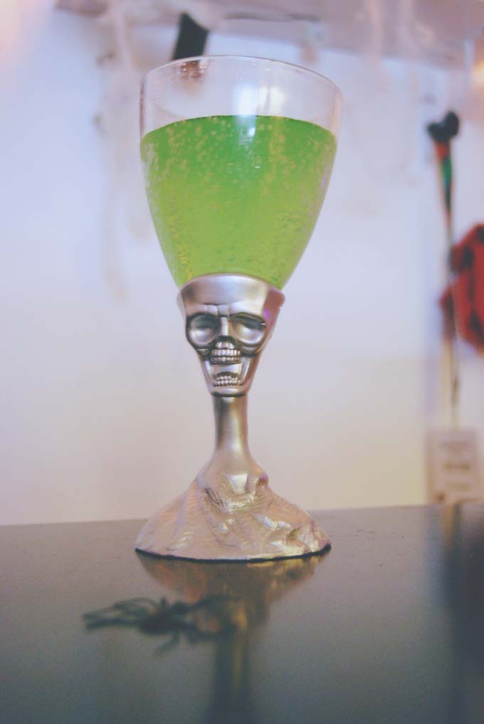 Green lemonade in Halloween goblet