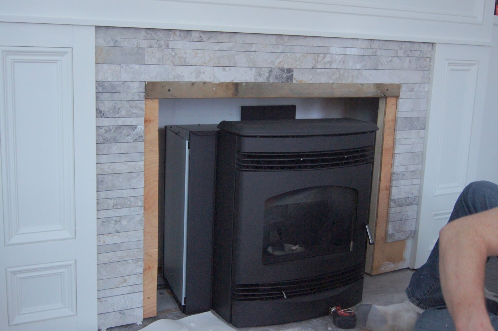 Beautiful DIY Pellet Stove Insert Fireplace Mantel "Making Montessori