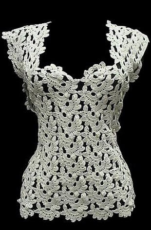 Blusa en crochet con técnica de encajes (Patrón)