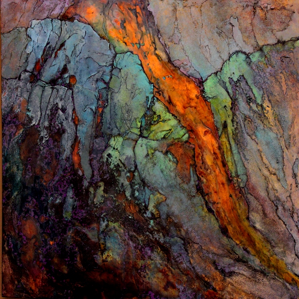 CAROL NELSON FINE ART BLOG Geologic textured abstract, "Copper Vein