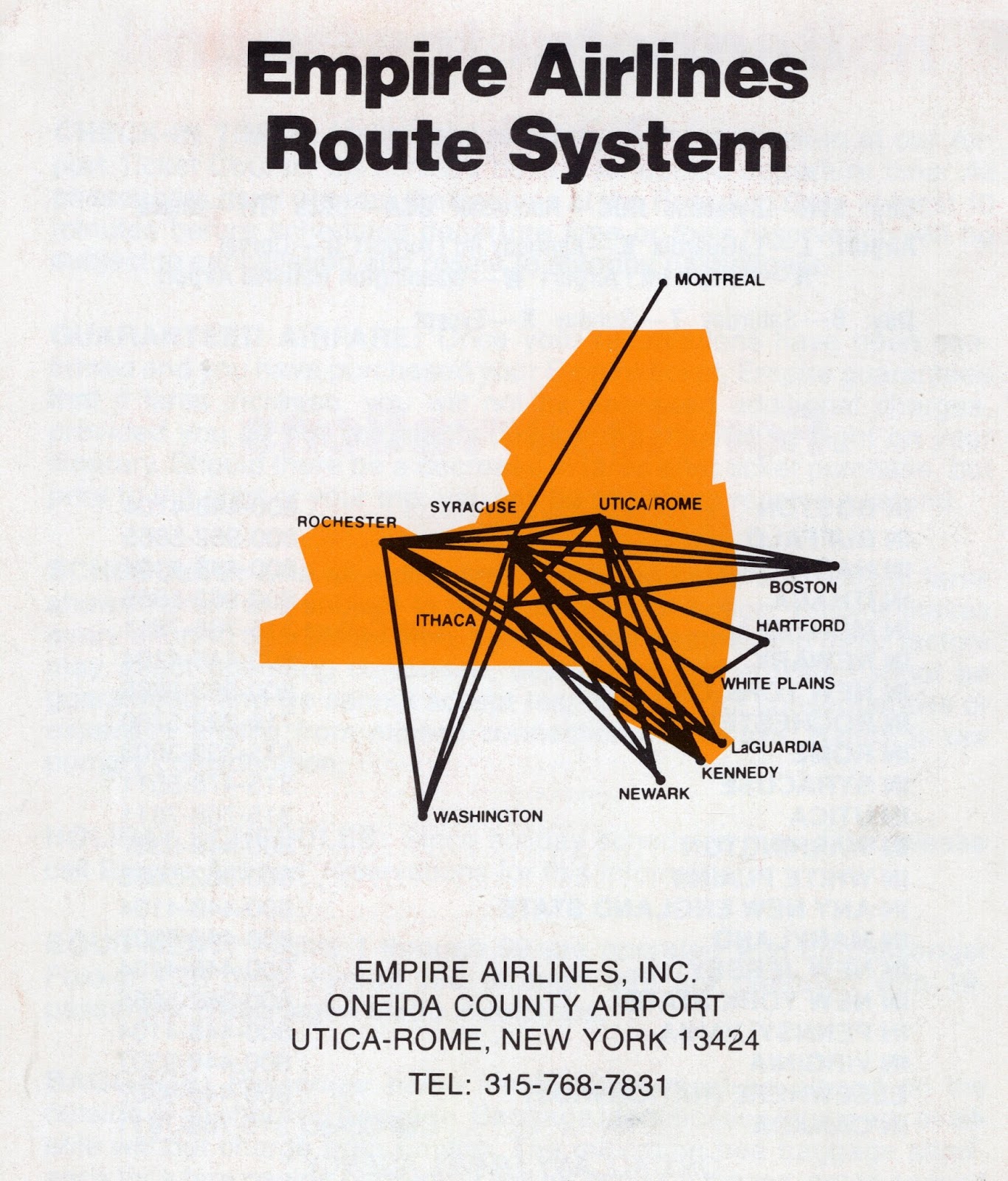 Empire Airlines Route Map Airline Timetables: Empire Airlines - April, 1982