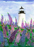 Lupines at Pemaquid Point Lighthouse
