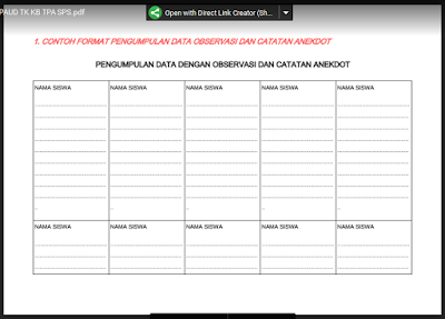  merupakan bagian dari Proses Evaluasi yang dilaksanakan oleh PAUD Format Data Observasi Anak PAUD/ TK/ KB/ RA/ TPA Kurikulum 2013
