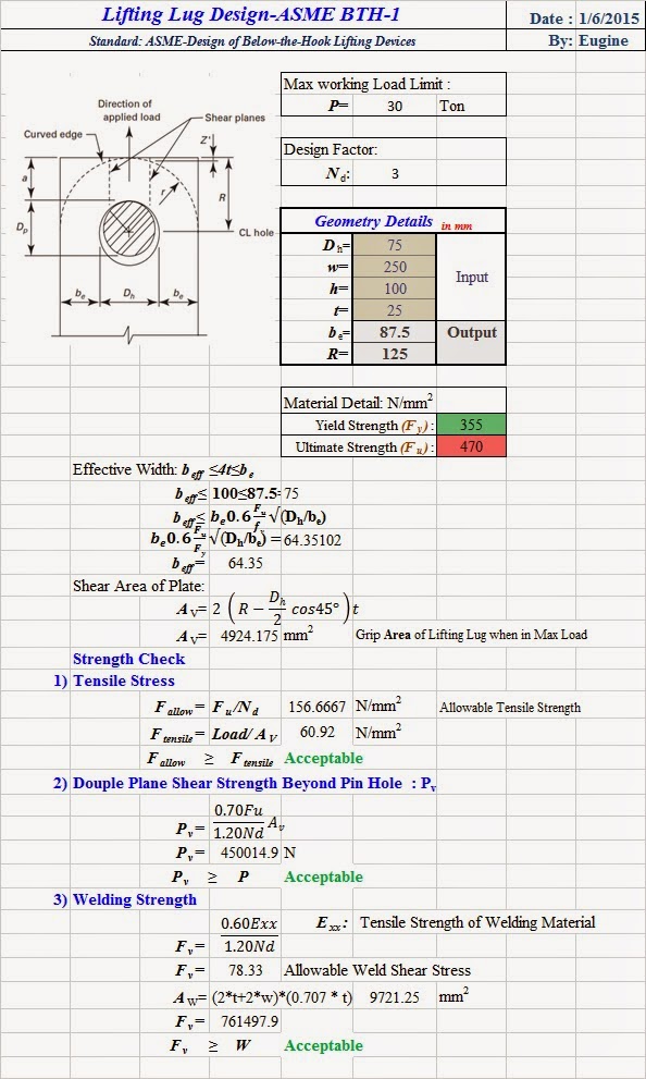 Lifting Leg Calculation