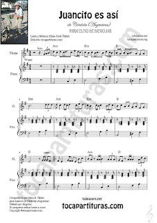  Flauta Travesera, flauta dulce y flauta de pico Partitura Juancito es así  Sheet Music for Flute and Recorder Music Scores  
