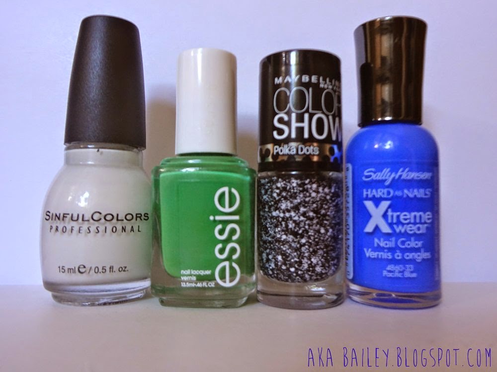 Snow Me White, Mojito Madness, Clearly Spotted, Pacific Blue, nail polish