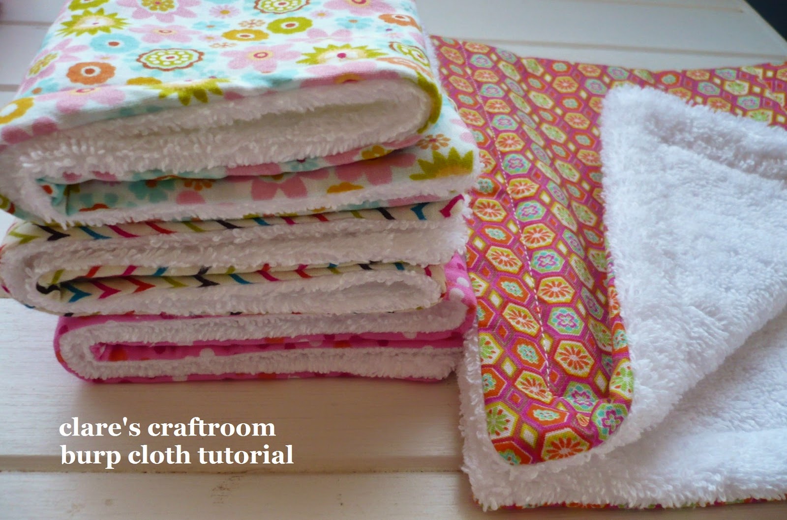 clare's craftroom burp cloth tutorial