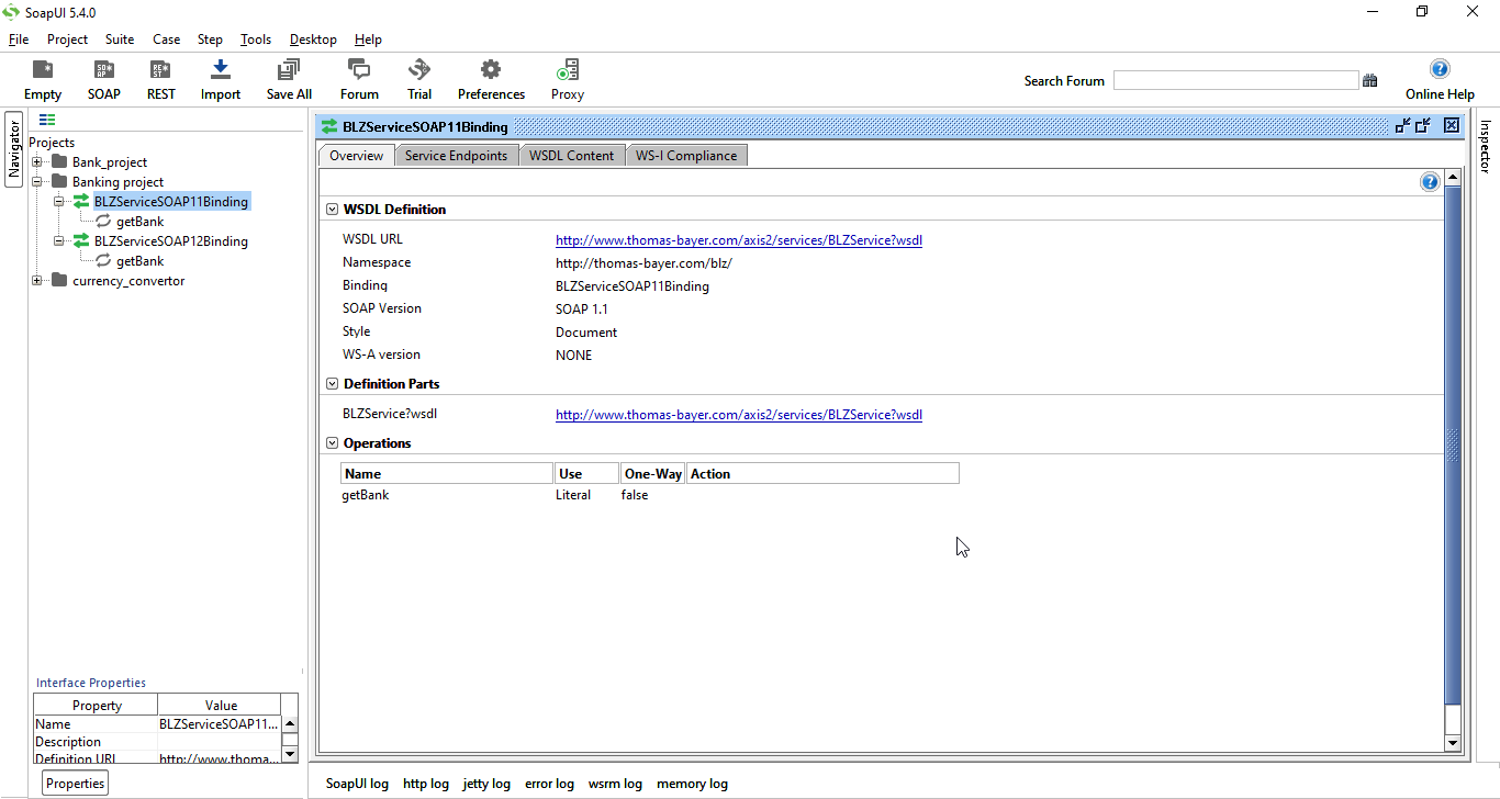 SoapUI How to create Soap project with new test suite using WSDL URL