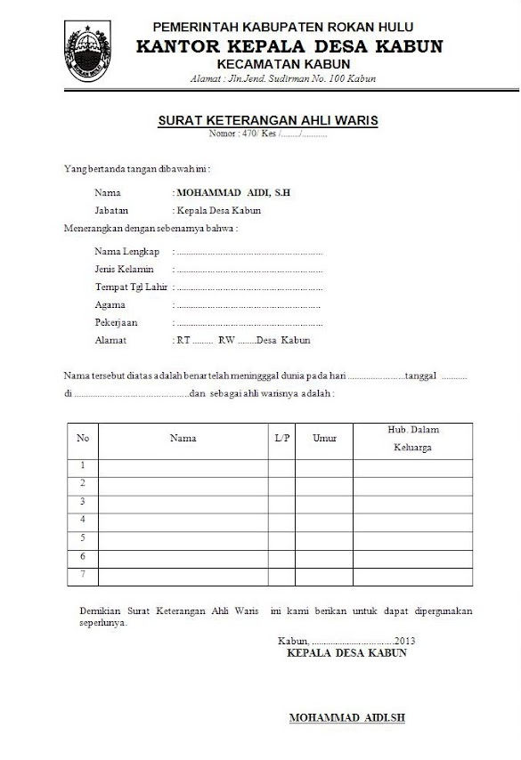 Contoh Surat Kuasa Ahli Waris Doc : Surat keterangan ahli waris / Nah, surat kuasa ahli waris diperlukan antara lain jika ada ahli waris yang tinggal berjauhan dengan tanah atau.