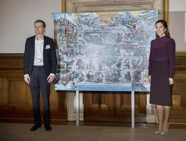 Crown Princess Mary of Denmark attended presentation of 2017 Christmas Seal (Julemaerke). Gianvito Rossi