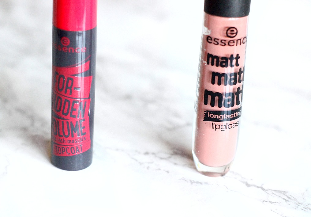 essence mascara in forbidden volume and essence make me brow in shade 3 benefit gimme brow dupe