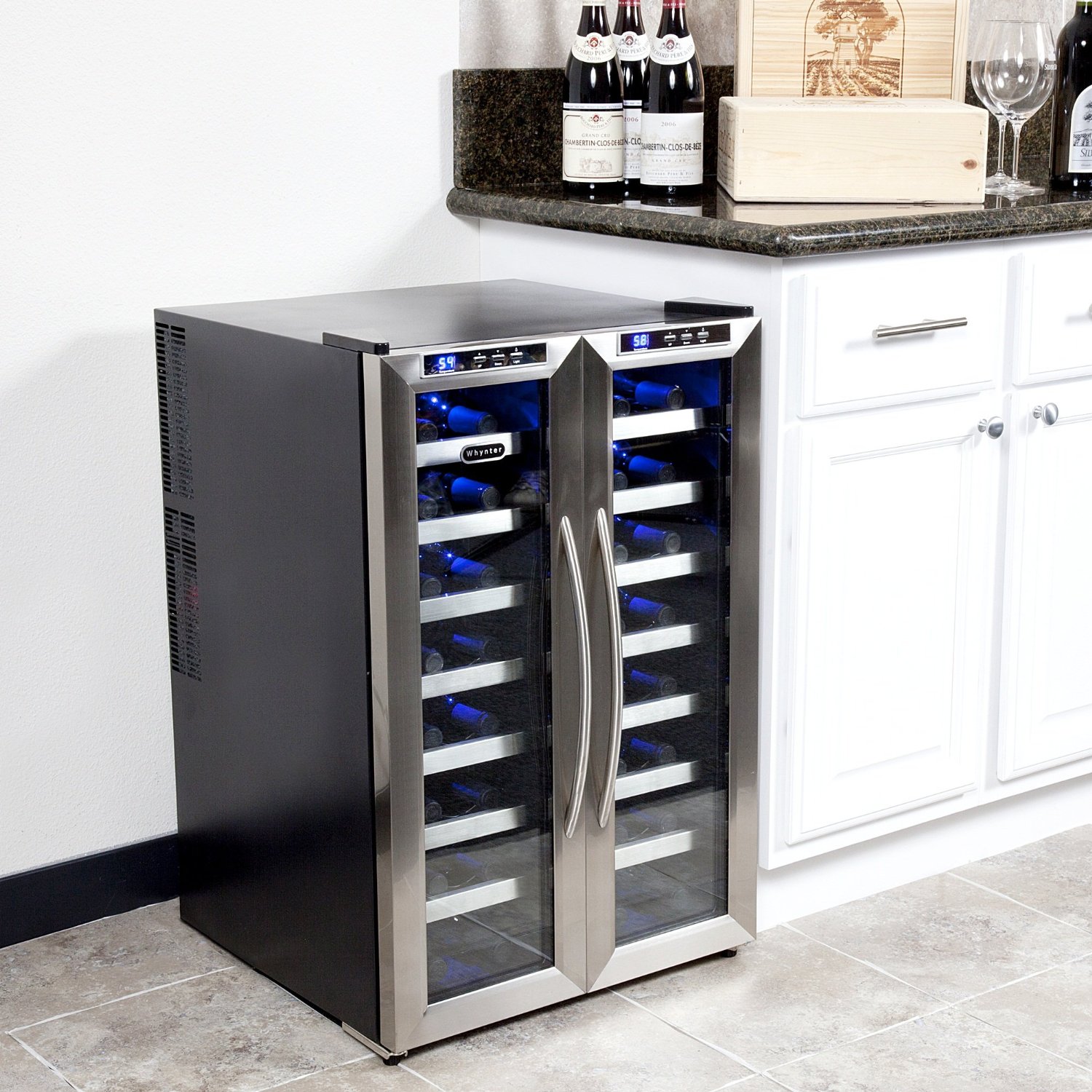 WHYNTER WC321DD 32 BOTTLE DUAL TEMPERATURE ZONE WINE COOLER ON SALE AT