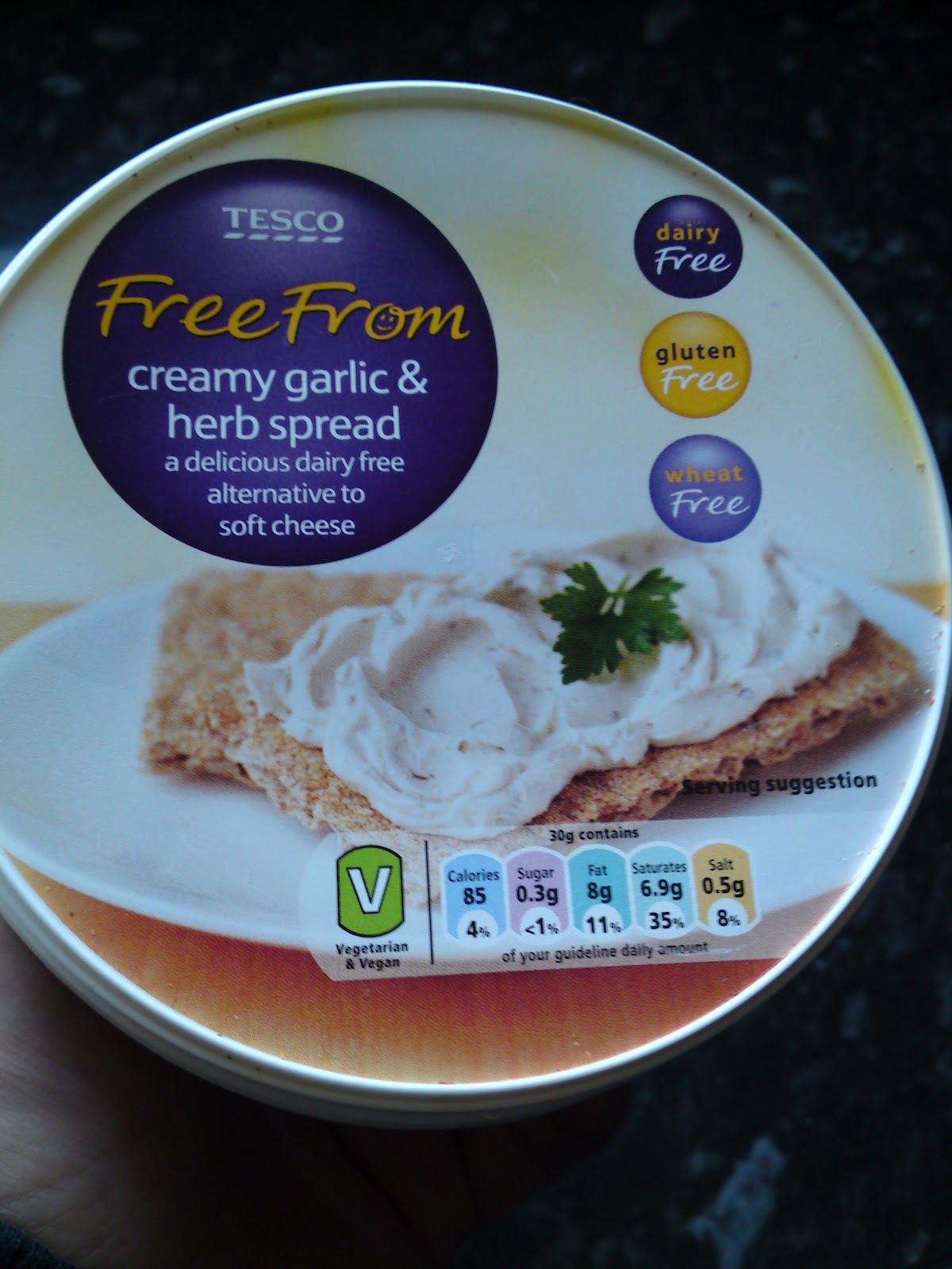Lactose Free UK Tesco Free From Creamy Garlic and Herb Spread