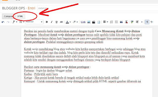 Cara Memasang Kotak Scrip Dalam Posting