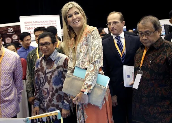 Queen Maxima at the OJK' FinTech Festival and Conference. Queen Maxima Multicolor Paisley Print Skirt and Blouse