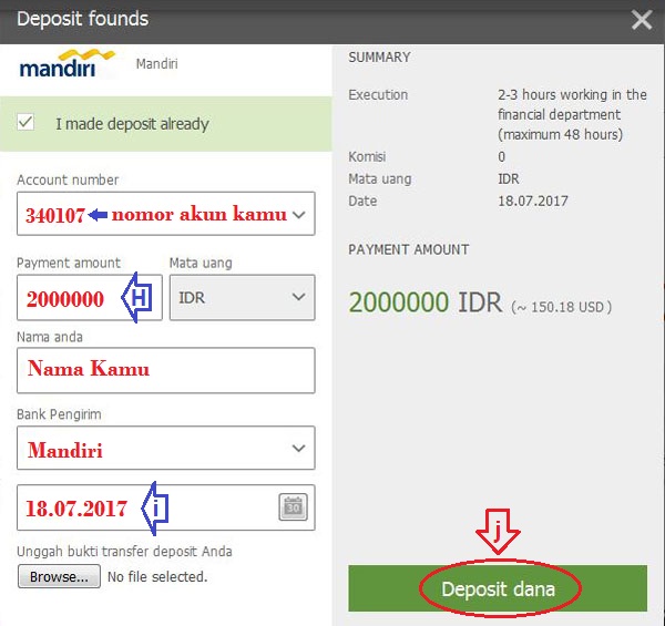 Deposit forex bca